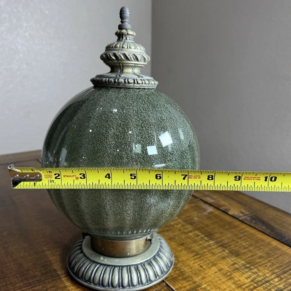 Vintage Mid‎ Century 1960's-70's Retro Green Crackle Glass Ceiling Mount Light